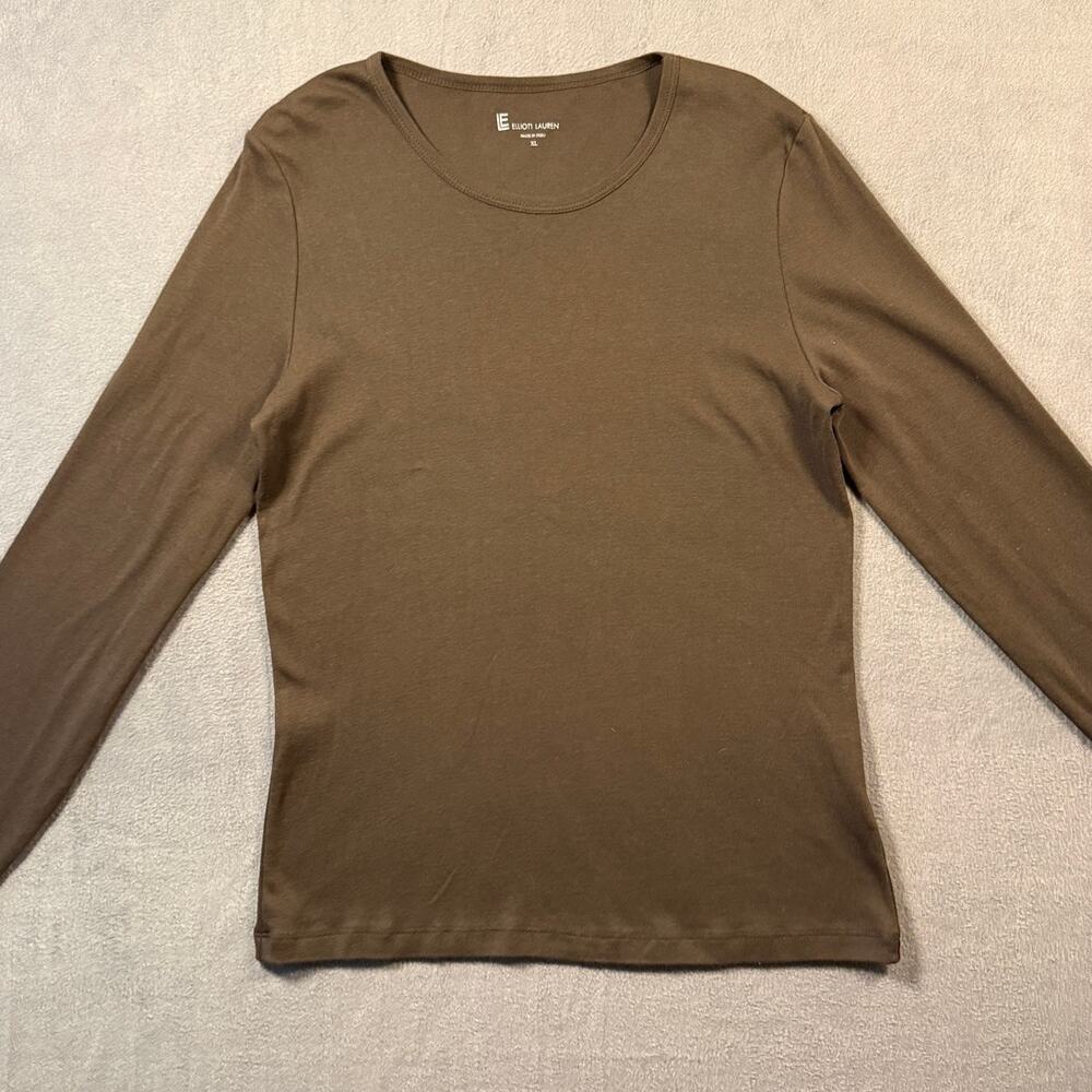 Elliott Lauren Long Sleeve Fitted Shirt Brown Size XL‎ Women's Layer